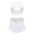thumbnail image 2 of Doomiva Big Girls 2 Piece Dance Outfits Crop Top with Skirt Jazz Latin Ballroom Performance Dancewear White 10, 2 of 7