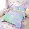 thumbnail image 2 of meiyoeat Purple Green Watercolor Cloud Full Size Comforter Sets,Soft Ombre Print Bedding Comforter Set For Girls,Light Gray Reversible,3 Pieces,1 Comforter and 2 Pillowcases, 2 of 7