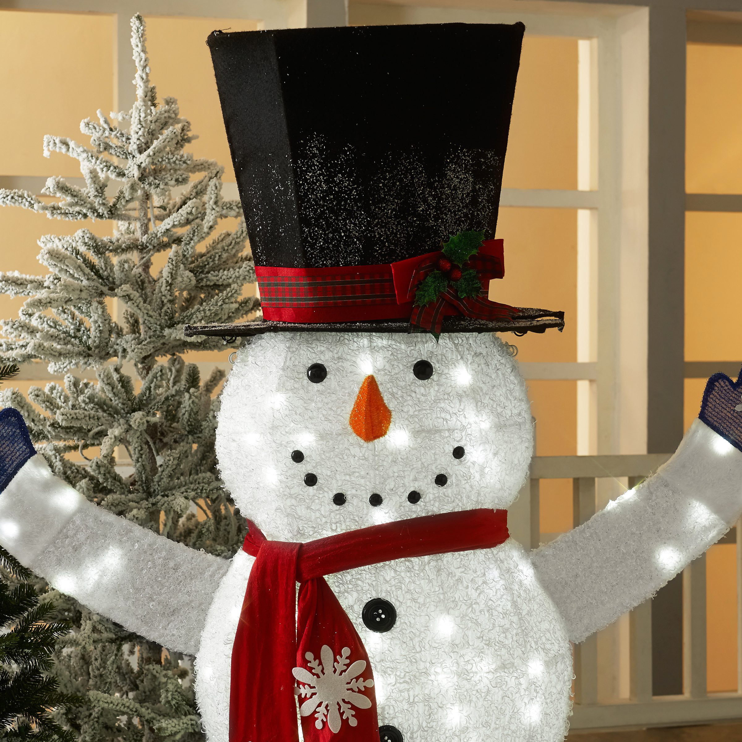 Novelty Christmas Tall Snowman White Candles Hat Scarf Party Decoration Fun