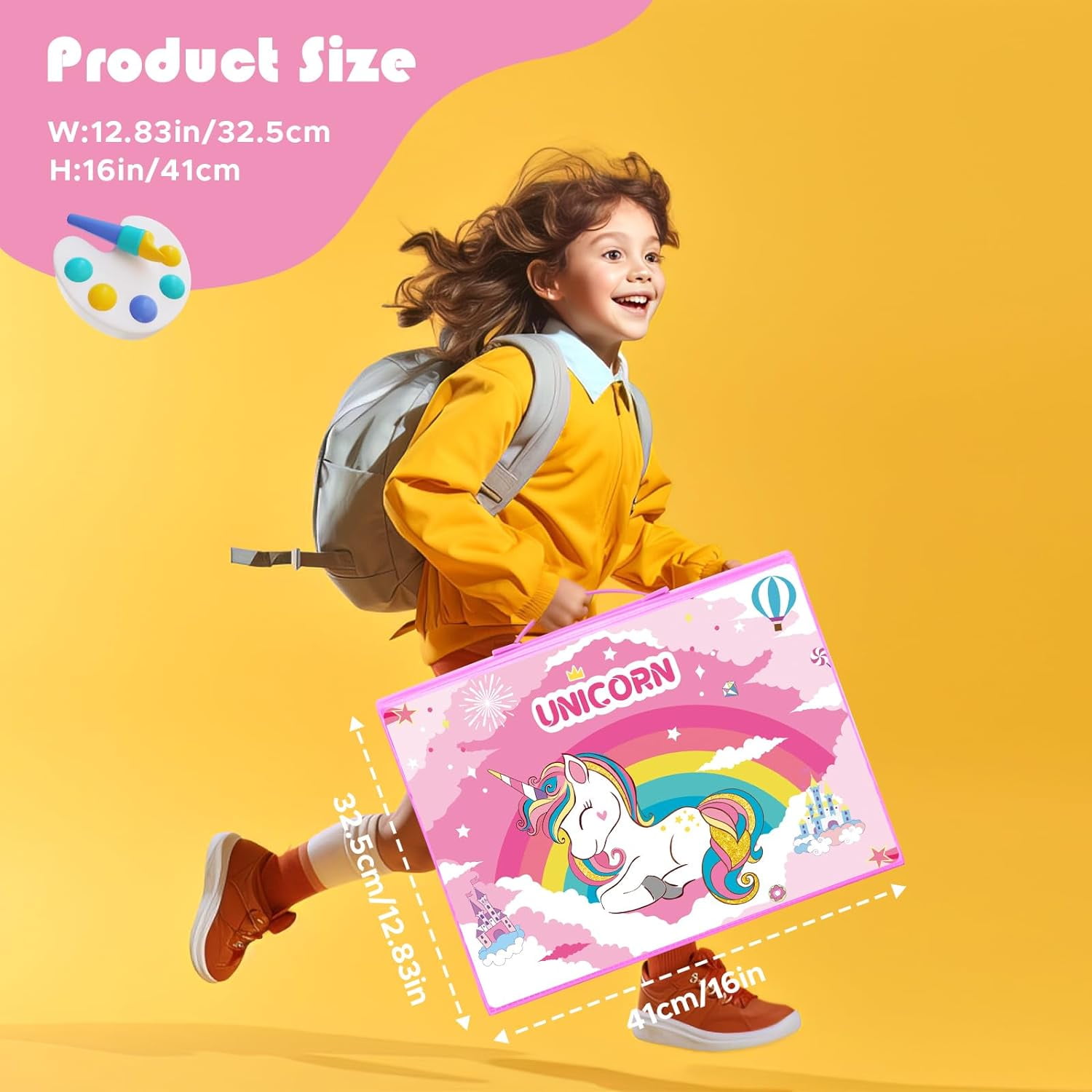 JYPS Art Supplies for Kids,Drawing Kits Unicorn Art Case Coloring Set with Double Sided Trifold Easel,Crayon,Colored Pencil,Marker,Coloring Book,Stencil,Sticker,Drawing Stuffs Gifts for Girls 4-12