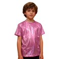 thumbnail image 5 of YOUYEDIAN Kids Short Sleeve Sequin Shirt Girls Carnival Sparkly Metallic Dance Party Top Elegant Glitter Crewneck Tees Clothes Hot Pink, 5 of 5