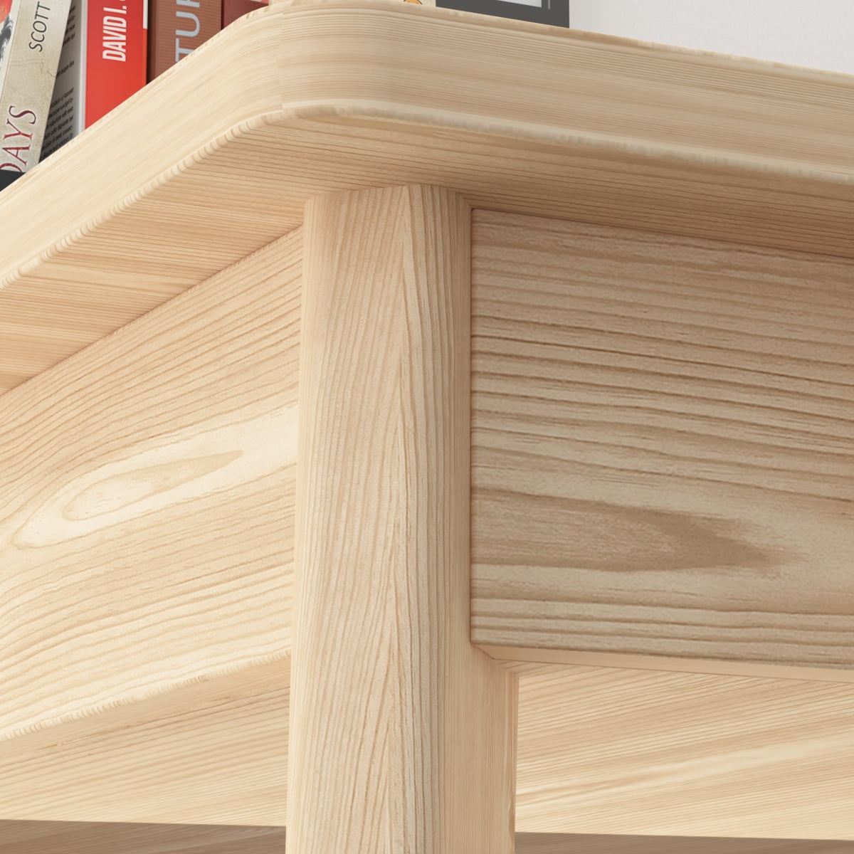 KULAGAGA Modern Simple Style 47.2"*21.6" PC Desk Computer Desk with Solid Wood Legs, Home Office Study Writing Table Workstation, Oak