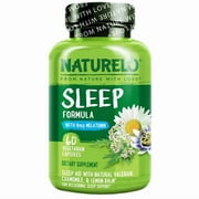 NATURELO Sleep Aid - with Melatonin, Magnesium, GABA, Valerian Root, Lemon Balm, Chamomile Herbal Extracts - Plant-Based Sleeping Aid - 60 Vegan Capsules