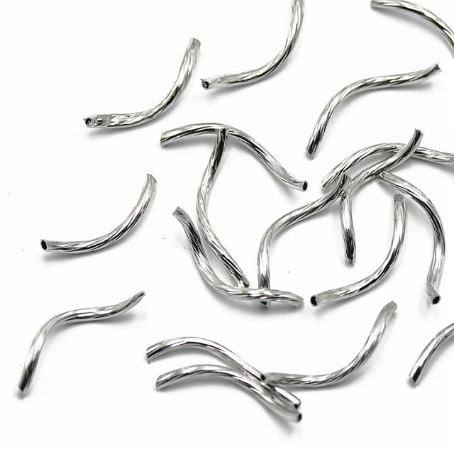 50pcs Plata Grabado Granos De Fideos Tubo De Turbulencia Fabricación De Joyas 24mm
