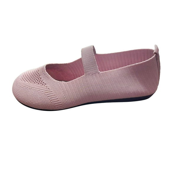 Xiaoxatg Women's Casual Shoes Ladies Fashion Solid Color Breathable Knitted Mesh Flat Sole Casual Shoes for Everyday Comfort and Style 7.5 Pink