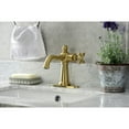 thumbnail image 3 of Kingston Brass KSD154BXBB Nautical One-Handle Single-Hole Bathroom Faucet with Deck Plate and Push Pop-Up Drain, Brushed Brass, 3 of 7