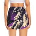 thumbnail image 2 of Lsque Astronaut Floating purple Space Printed Women's Running Shorts with Liner Pockets,Elastic Quick Dry Workout Athletic Gym Yoga Shorts,Womens High Waist Shorts-X-Large, 2 of 9