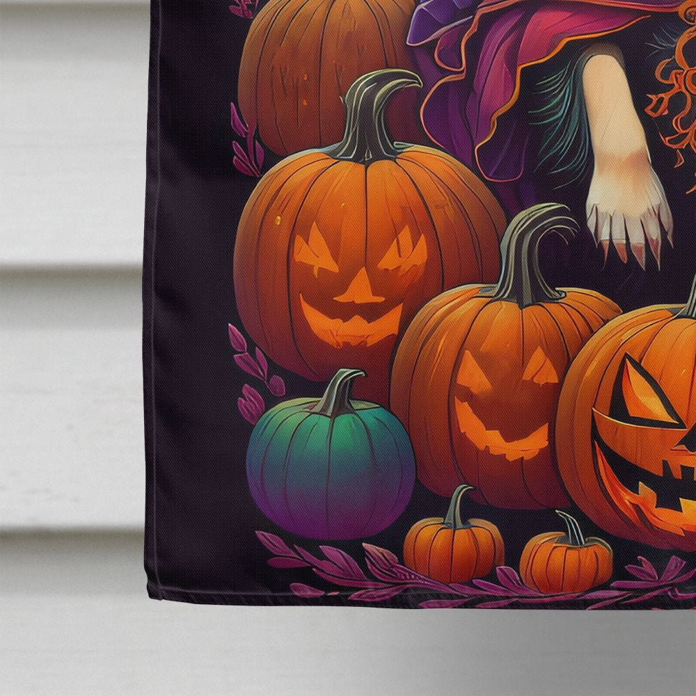 Halloween Tibetan Spaniel Dog House Flag 28x40IN Double-Sided Polyester Decorative Sleeve Pole Flag for Outdoor Home Garden