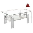 thumbnail image 2 of Holaki Rectangle Glass Coffee Table, Modern Tempered Glass Center Table with MDF Lower Shelf for Living Room, Transparent & Black, 2 of 10