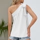 thumbnail image 4 of Blusa sin mangas con lazo y una sola tira, corte holgado para mujer, color blanco, estilo veraniego elegante de talla mediana, 4 of 6