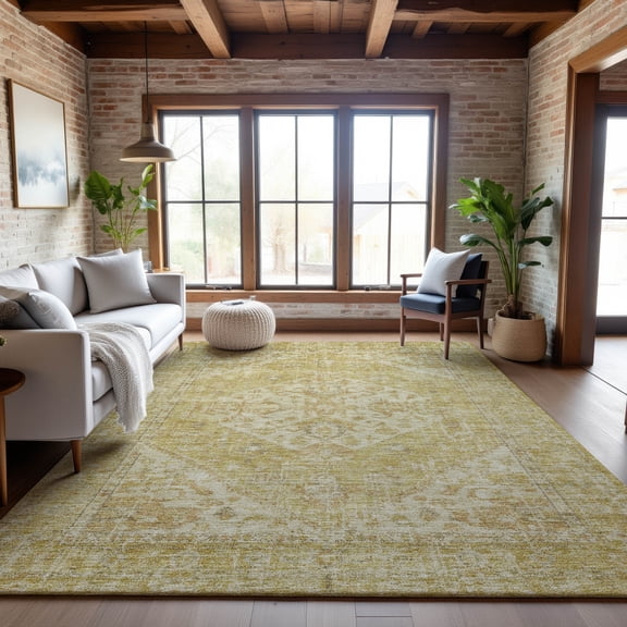 Addison Rugs Mayfield Premium Machine Washable Traditional Global Gold Rectangle Rug, 8' x 10'