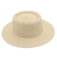 thumbnail image 4 of French Style Straw Hat, Solid Color Dome Top Boater Hat for Women and Men, Unisex Casual Summer Hat for Daily Fashion Wear and Outdoor Beige, 4 of 4