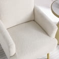 thumbnail image 5 of Velvet Accent Chair with Arms,Modern Tufted Single Sofa Chair with Gold Metal Legs,Upholstered Lounge Armchair Vanity Chair,Comfy Reading Chair Club Chair for Living Room Bedroom Office,Beige, 5 of 8