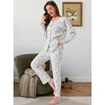 thumbnail image 3 of DARING DIVA Pajamas Long Sleeves Cotton Button Down U Neck Set L White Floral, 3 of 6