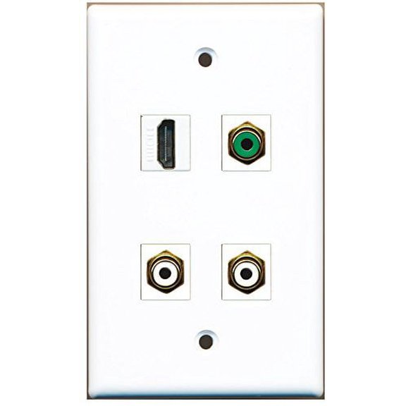 RiteAV - 1 Port HDMI 2 Port RCA White 1 Port RCA Green Wall Plate