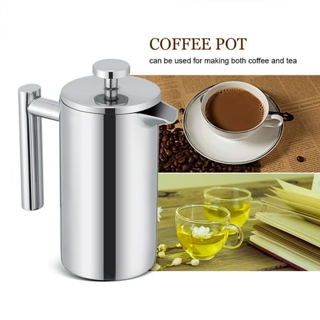 

Tebru 350ML Double Wall Stainless Steel Coffee Maker French Press Tea Pot with Filter Coffee Pot French Press