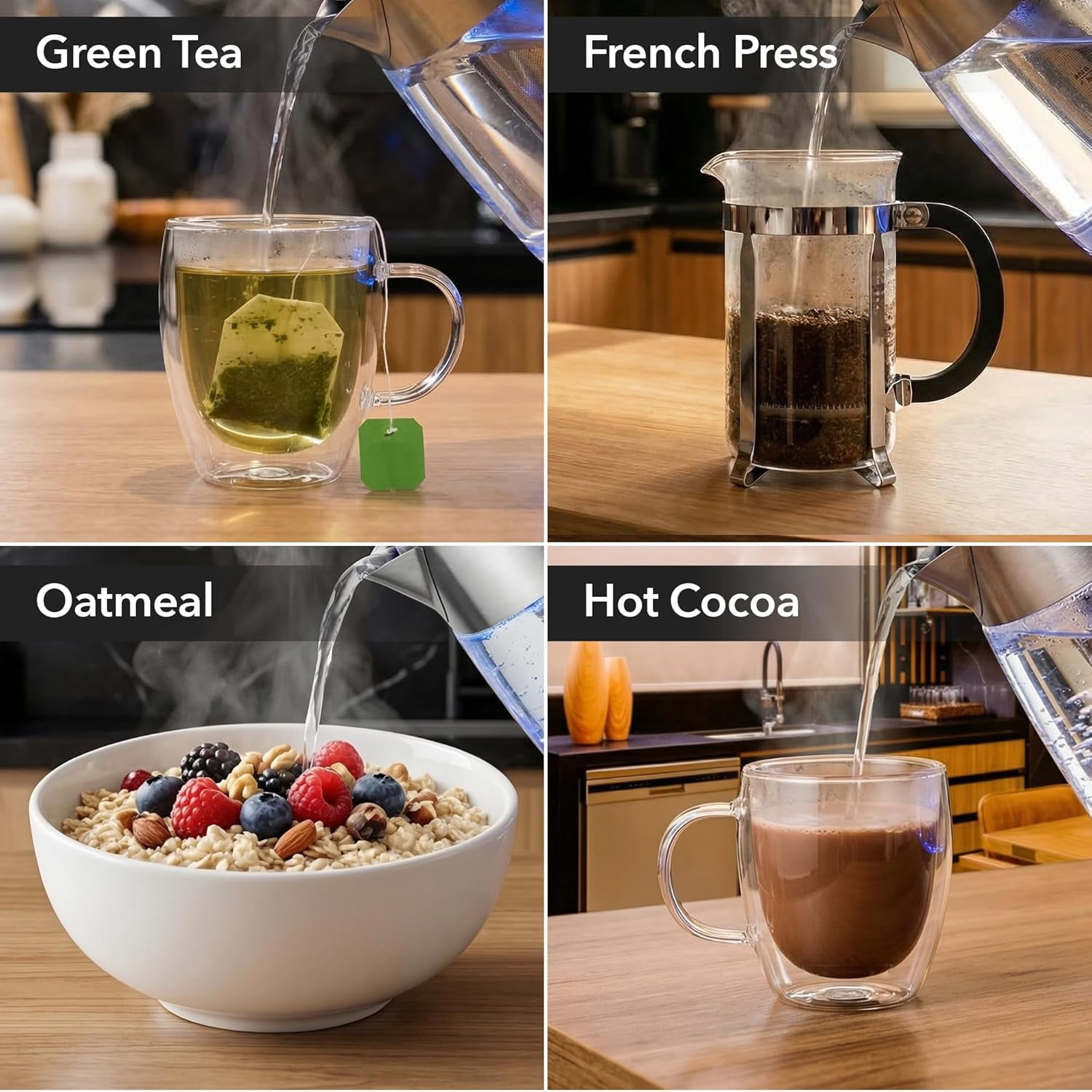 OVENTE Electric Glass Kettle Hot Water Boiler 1.8 Liter BPA Free 1500W, Set Temperature Control, Auto Shut Off, Portable Tea Kettle & Instant Water Heater + Stainless Steel Infuser - KG6610S