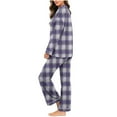 thumbnail image 4 of Women's Plaid Pajama Set, 2 Piece Loungewear Outfits V Neck Comfy Sleepwear Fall Long Sleeve Tops and Long Pants New Women Tracksuits 2 Piece Set Purple L, 4 of 7