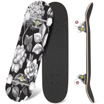 31'' Complete Skateboard 7 Layer Canadian Maple Double Kick Deck Skateboards Beautiful vintage floral Garden roses hydrangea dog rose Skate Board for Beginner Adult Gifts