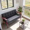 thumbnail image 2 of BSHTI Modern Loveseat Couch with Tufted Back, 2 Seater PU Sofa with Solid Wood Frame, Non-Slip Pads, Easy Assembly, Black for Living Room & Office, 2 of 10