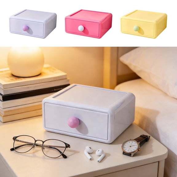 Drawer Style Multi-Color Desktop Organizer, Large Capacity Stackable Plastic Storage Box for Stationery, Office, Home, Dorm, Crafts, Vanity