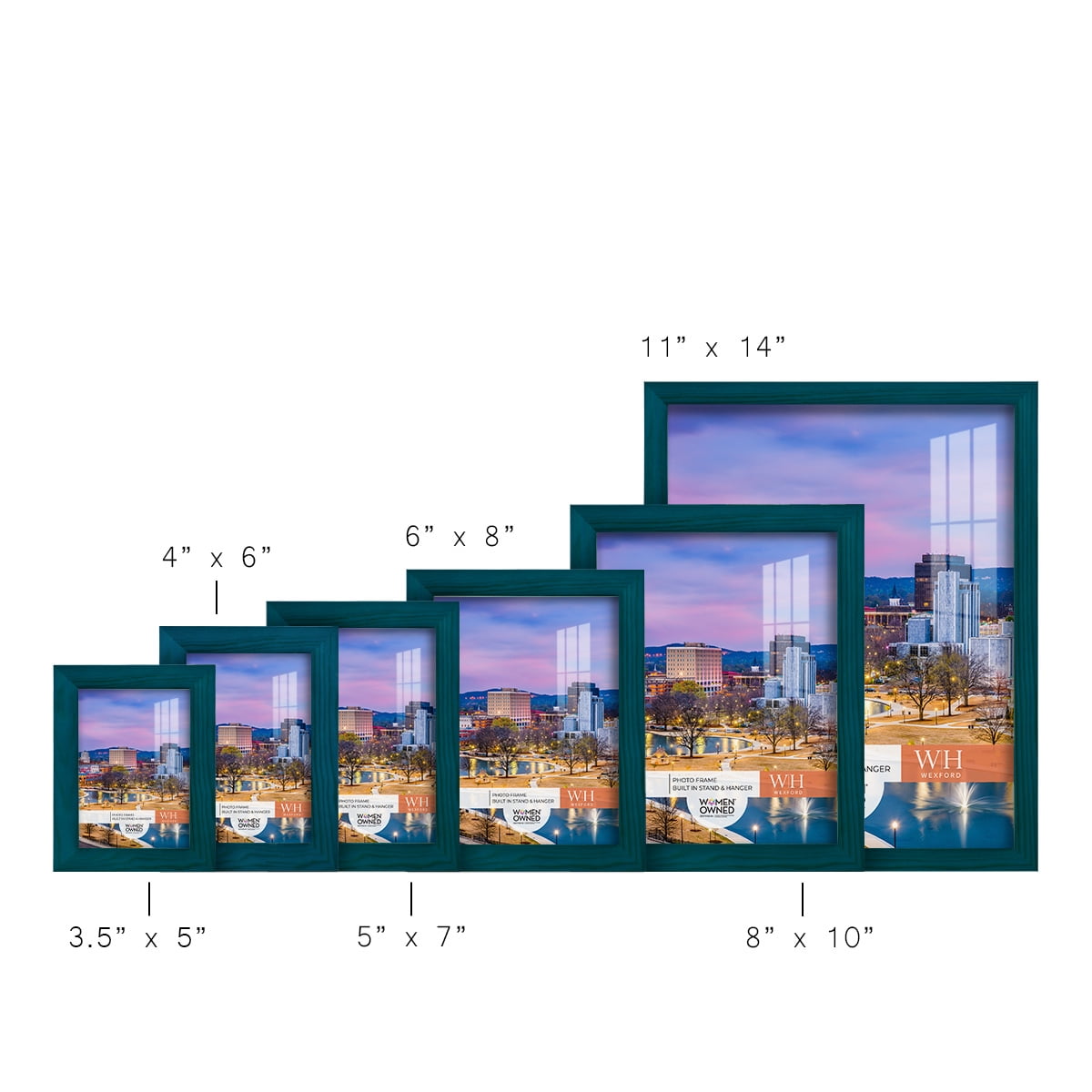 Woodgrain 11 in. x 14 in. Ocean Blue Picture Frame Set (Set of 4)