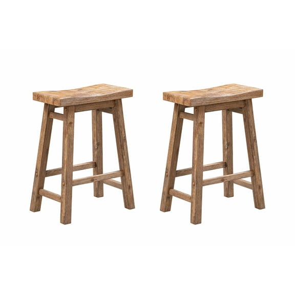 Boraam Sonoma Backless Wood Counter Stools - Set of 2 - Barnwood Wire-Brush