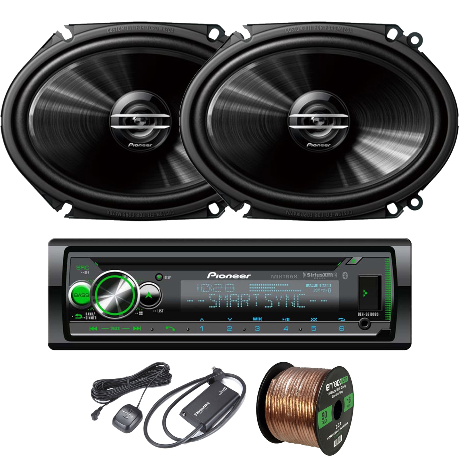 Pioneer DEHS6100BS CD/Bluetooth SiriusXM Ready SingleDIN Receiver, 2