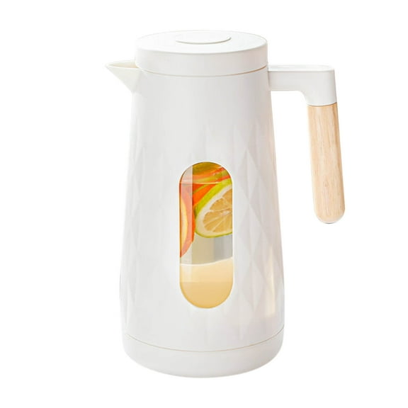 Hiroekza Glass Water Pitcher with Lid and Spout - Large Capacity 1.6L Heat & Cold Resistant Plastic Pitcher for Coffee, Juice, Homemade Beverages Leak-Proof Summer Drink Bucket White