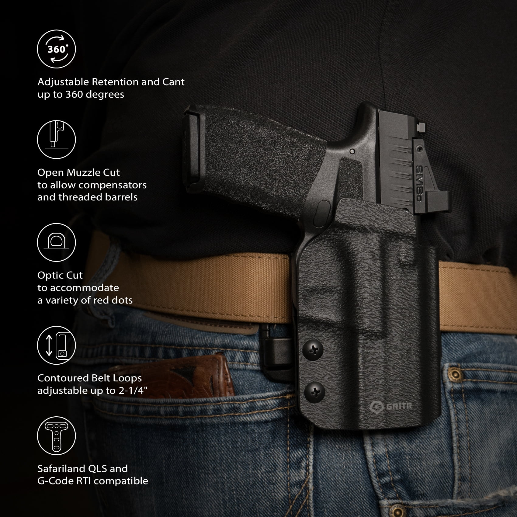 GRITR OWB Kydex Right Hand Gun Holster for Springfield Armory Hellcat