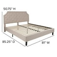 thumbnail image 5 of Flash Furniture Brighton King Size Tufted Upholstered Platform Bed in Beige Fabric with 10 Inch CertiPUR-US Certified Pocket Spring Mattress, 5 of 10
