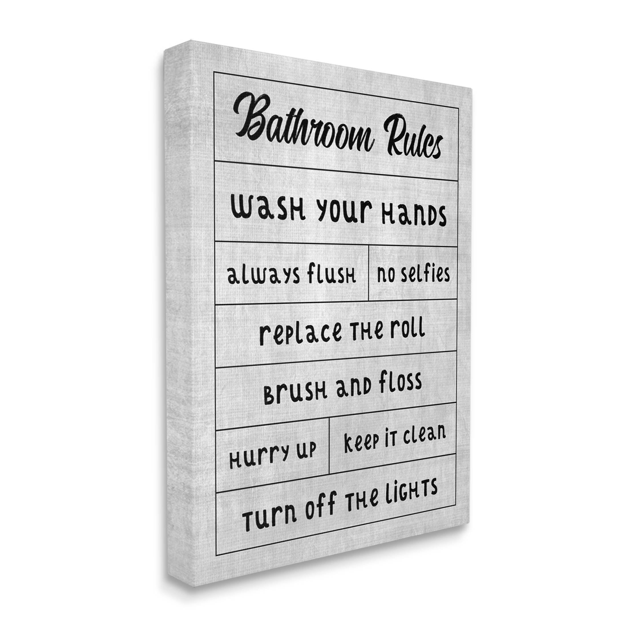 Stupell Industries Bathroom Rules Checklist Graphic Art Gallery Wrapped Canvas Print Wall Art, Design by CAD Designs