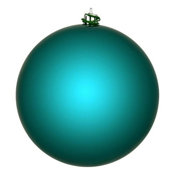 Pemberly Row 8" Contemporary Plastic Ball Ornament in Shiny Dark Teal Blue