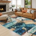 thumbnail image 3 of 4'x6' Indoor Area Rug - Abstract Contemporary Beige and Blue Nonslip Area Rug, 3 of 5