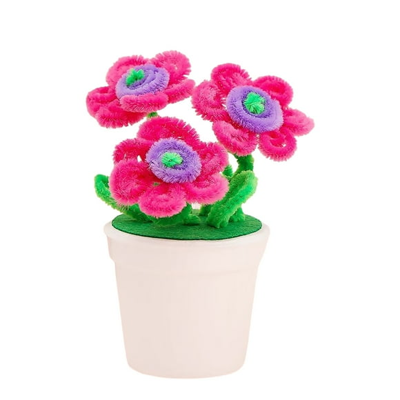 Kit de Bricolage DIY pour Enfants - Ensemble de Fabrication de Fleurs Poilues en Bâton Torsadé pour Pot, Activité Artistique de Maternelle et Préscolaire pour Enfants, Projet Créatif d'Artisanat Familial pour Déco de Maison et Salle de Classe
