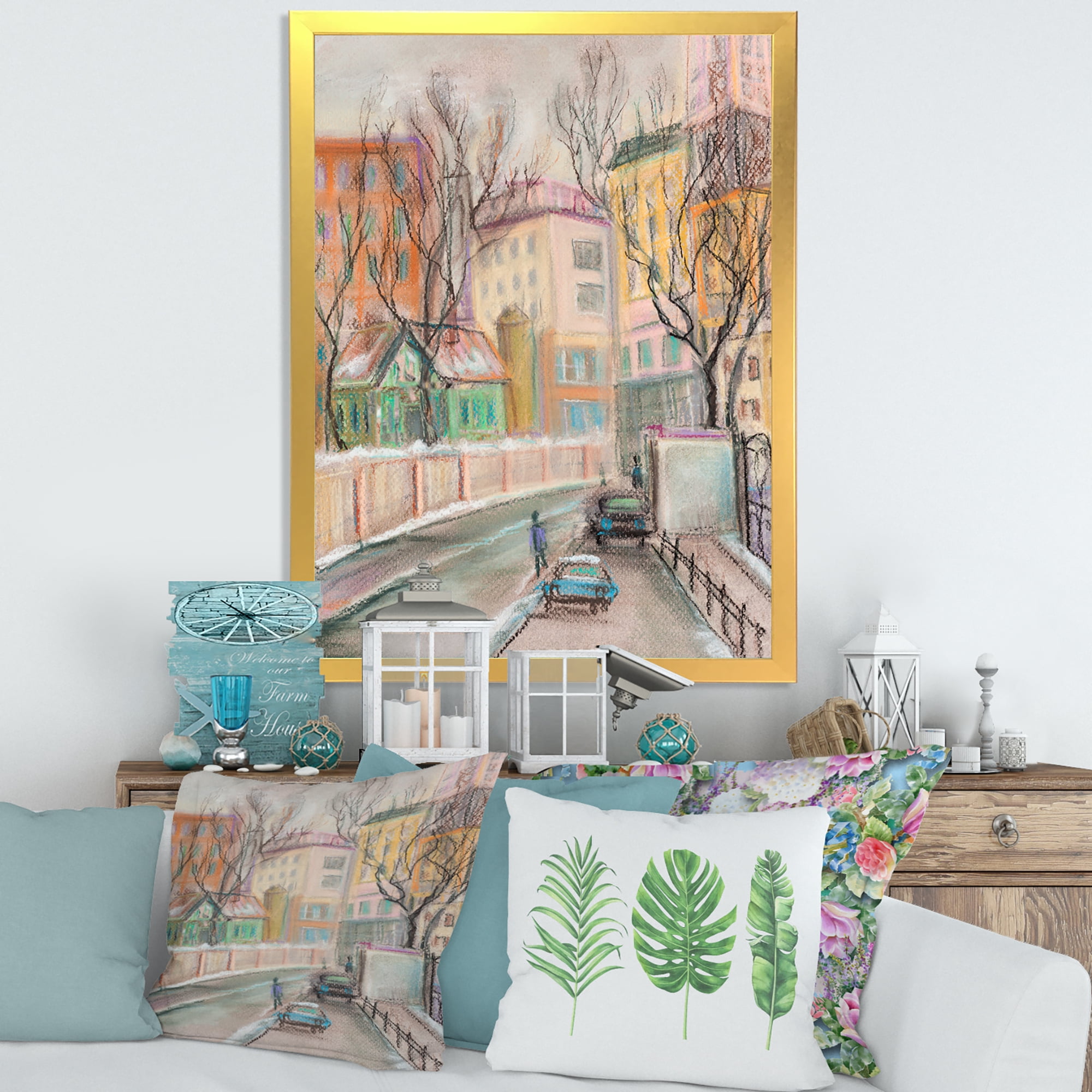 Designart 'Lanes In Moscow Cityscape' Traditional Framed Art Print