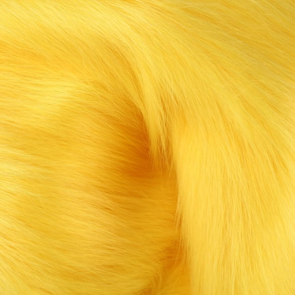 NAMZI 2 Pcs 25x25cm Yellow Faux Fur Craft Patches, Fluffy Shaggy Synthetic Plush for DIY Sewing & Winter Crafts