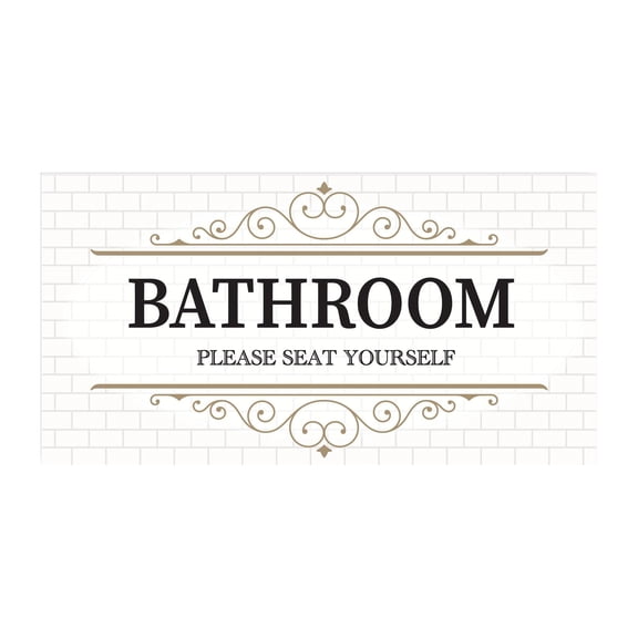 Bathroom Seat Yourself White Tile Olive Scroll 20 x 10 Wood Wall Sign Plaque
