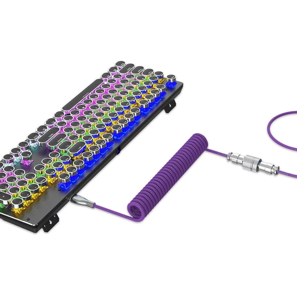 Línea de cable de en espiral de 1,8 teléfonos móviles con mecánico Púrpura perfke Cable espiral enrollado