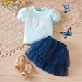 thumbnail image 2 of Youmylove Summer Toddler Girls Short Sleeve Bowknot Embroidery Tops Ruffles Skirt Two Piece Outfits Set For Kids Clothes Toddler Girl Clothes, 2 of 9
