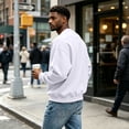thumbnail image 3 of Men's Casual Sweatshirt Cotton Long Sleeve Crewneck Sweatshirts Fashion Lightweight Solid Workout Gym Pullover White M, 3 of 5
