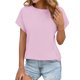thumbnail image 1 of Tops de Verano de Mujer Suelto Ajuste Primavera Y Verano Suéter Casual Color Sólido Manga Corta Cuello Redondo, Camiseta Suelta de Poliéster, 1 of 9