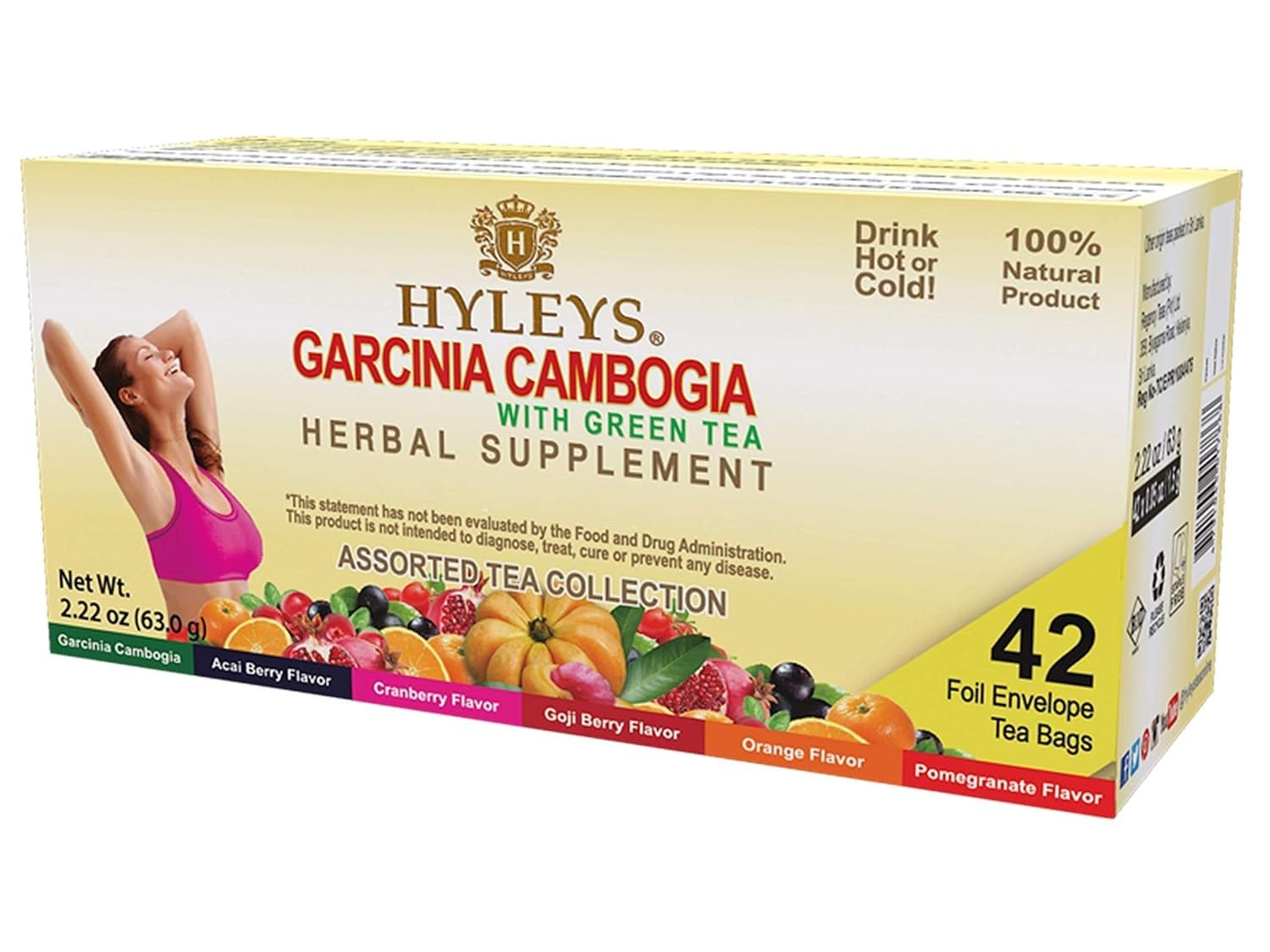 Tea HYLEYS Té verde Garcinia Cambogia, 42 bolsitas de té x 12 unidades