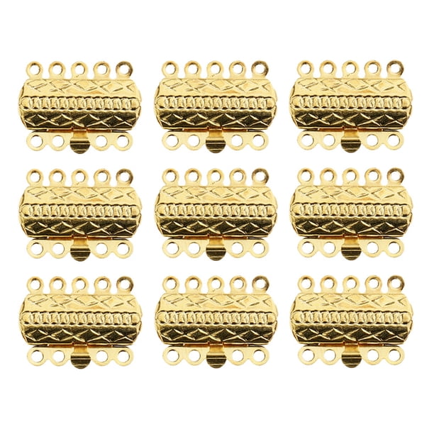 20 piezas de accesorios para hacer joyas, 5 filas de cierres para pulseras, hebillas de conexión y cierres para collares para la creación de joyas DIY (dorado).