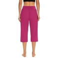 thumbnail image 4 of RQYYD Womens Capri Yoga Pants Loose Comfy Lounge Pajamas Workout Athletic Capris Jersey Joggers Pants with Pockets, 4 of 7