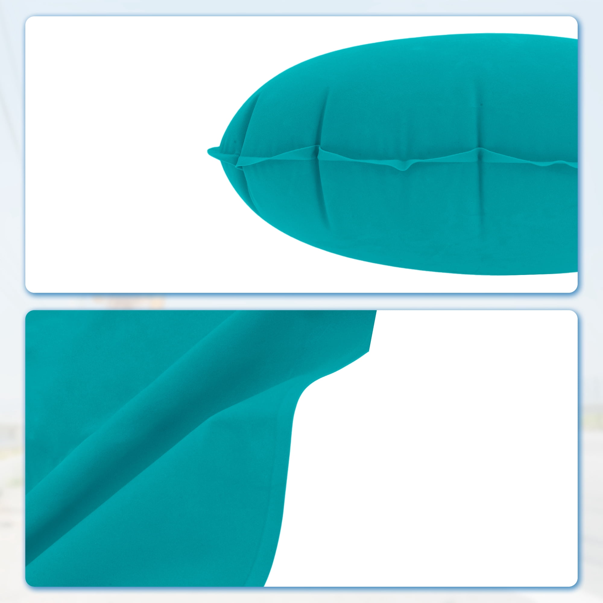 Unique Bargains Travel Pillow Press to Inflate Neck Pillow Peacock Green 19.29"x12.6"