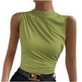 thumbnail image 1 of Plebaso Women's Tank Tops High Neck Ruched Sleeveless Shirts Slim Casual Basic Tees Tops for Going Out, 1 of 5