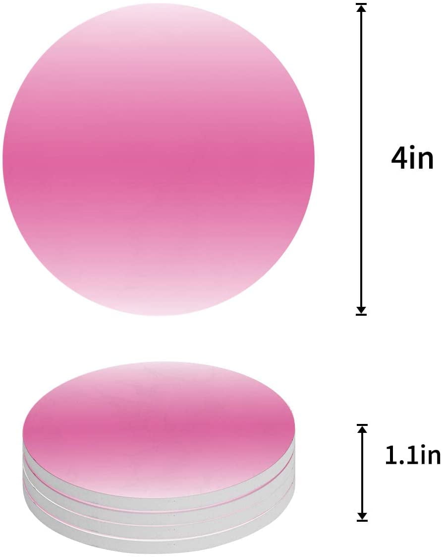 FMSHPON Ombre Pink Set of 4 Round Coaster for Drinks, Absorbent Ceramic ...