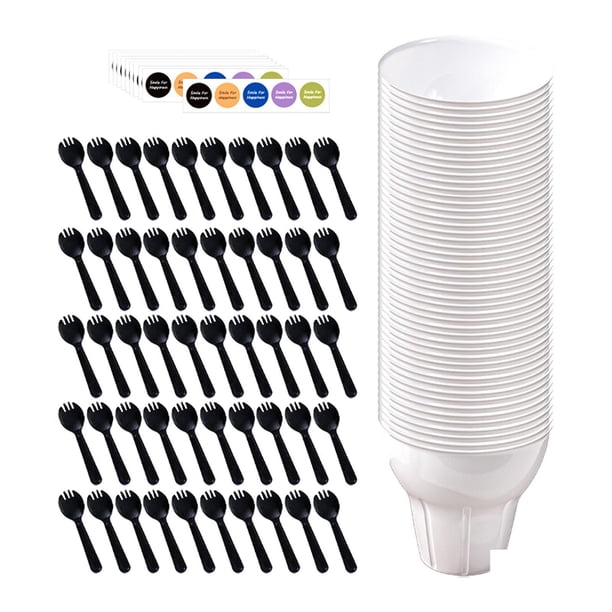 50 Piezas Tazones De Helado De Plástico Reutilizables Juego De Tazones De Yogurt Congelados De Accesorios Tazón De Postres Tazas De Helados De Mascotas Con