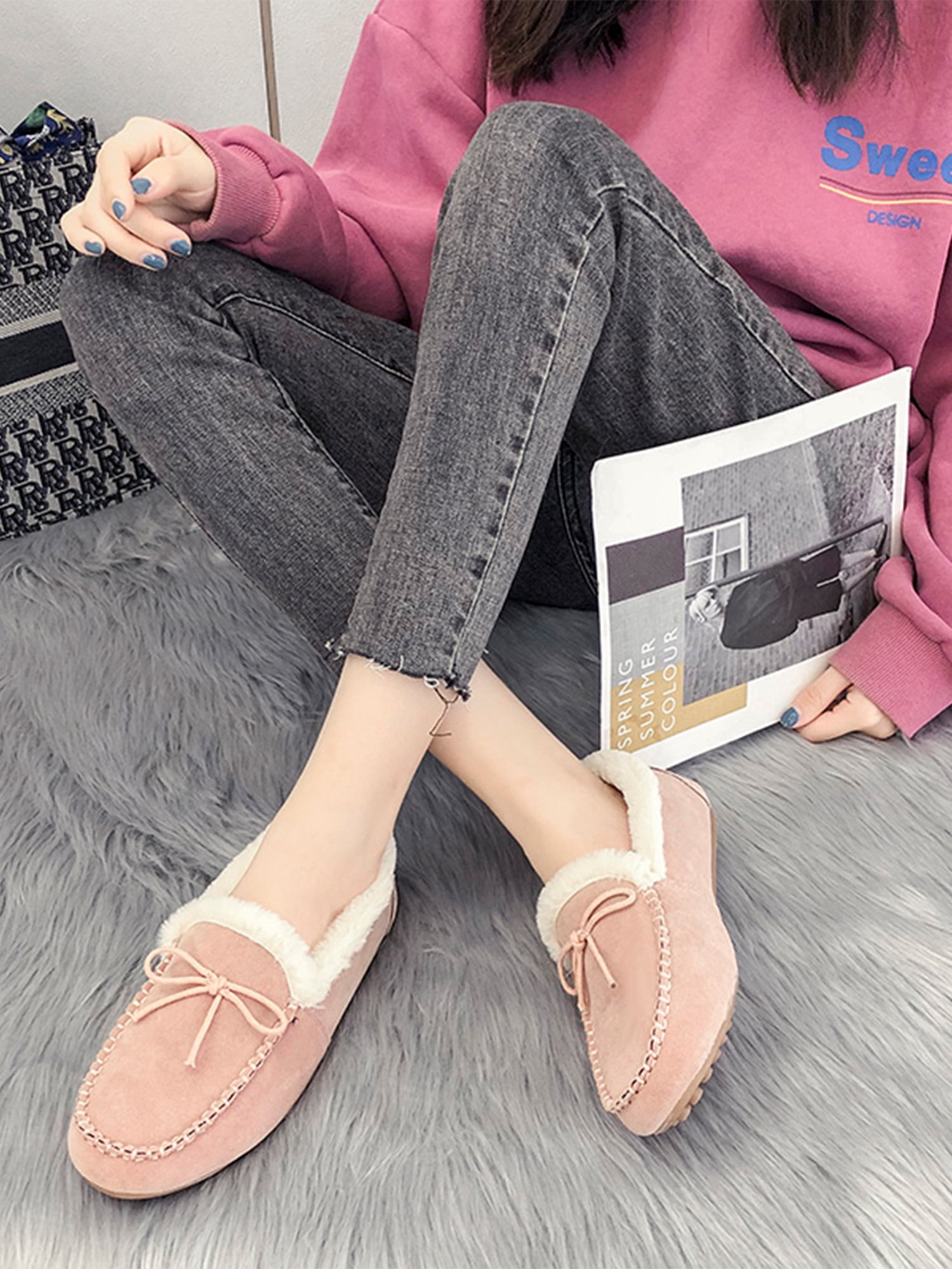 Details about   Women Bow Loafers Flat Comfy Shoes Casual Bowknot Autumn Platform Low Heel Shoes 